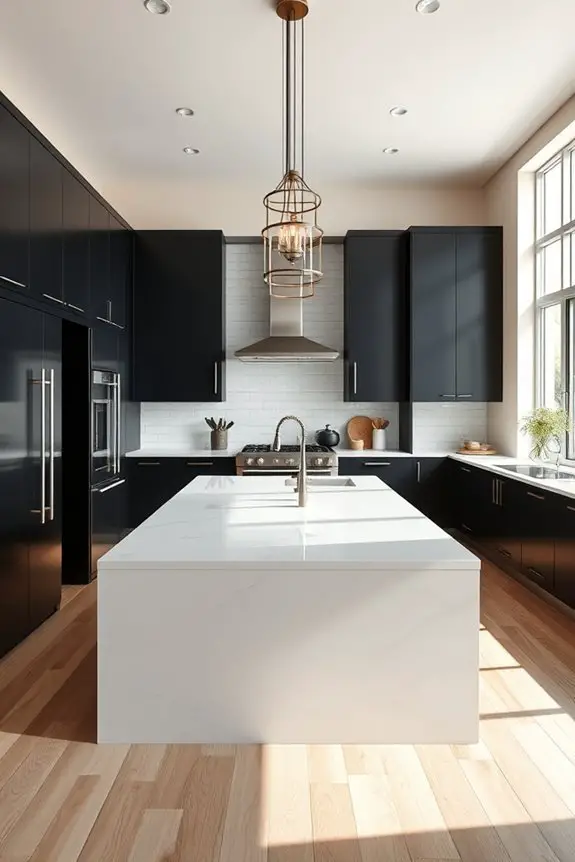 sleek minimalist black cabinets