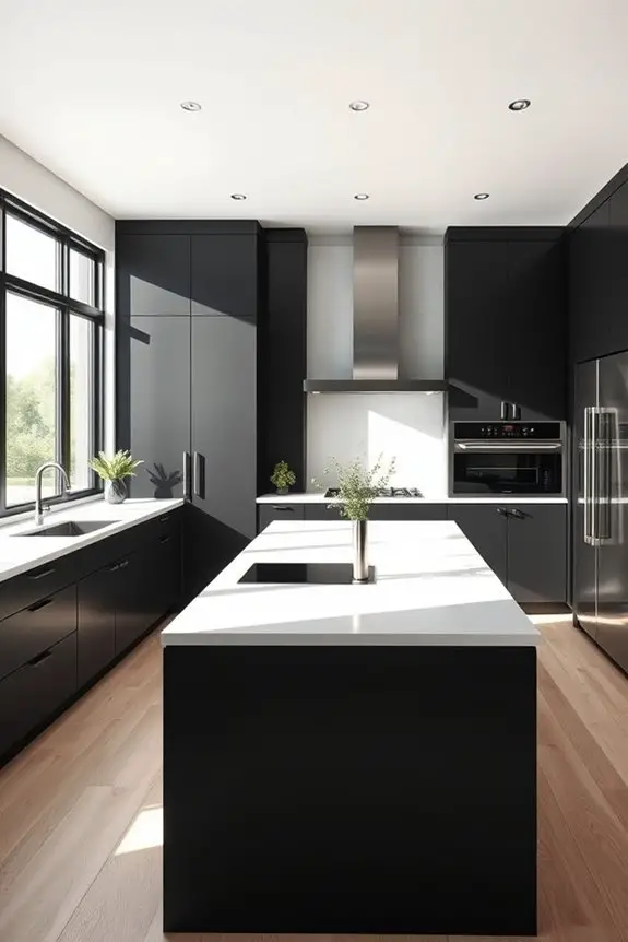 sleek minimalist black kitchen