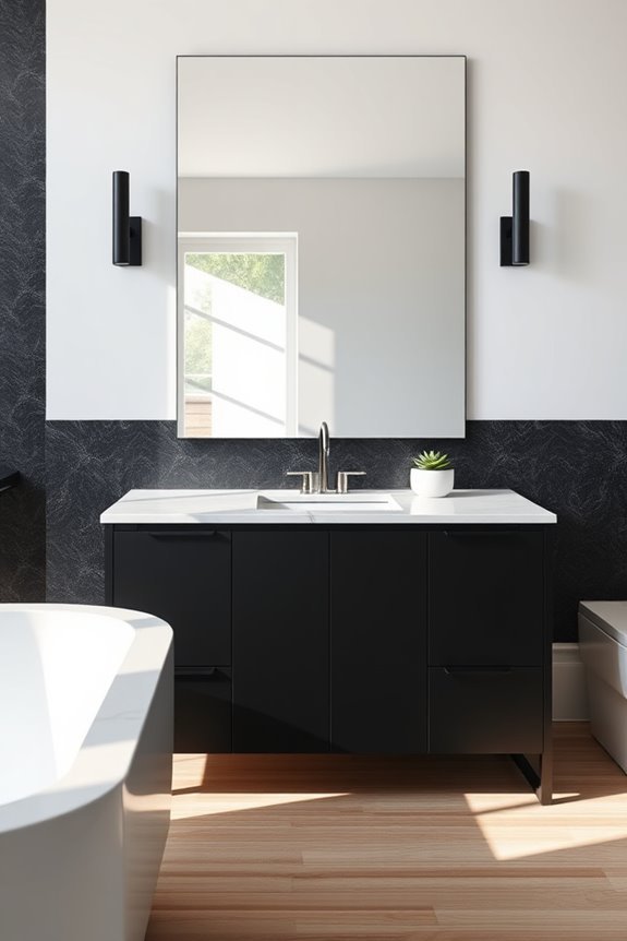 sleek minimalist black vanities