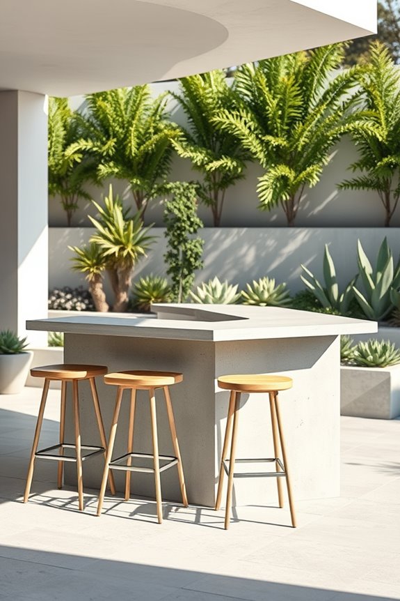 sleek minimalist concrete bar