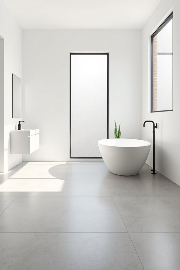 sleek minimalist concrete bathroom
