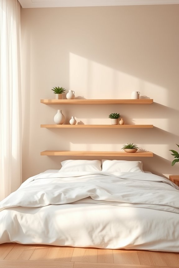 sleek minimalist floating shelves