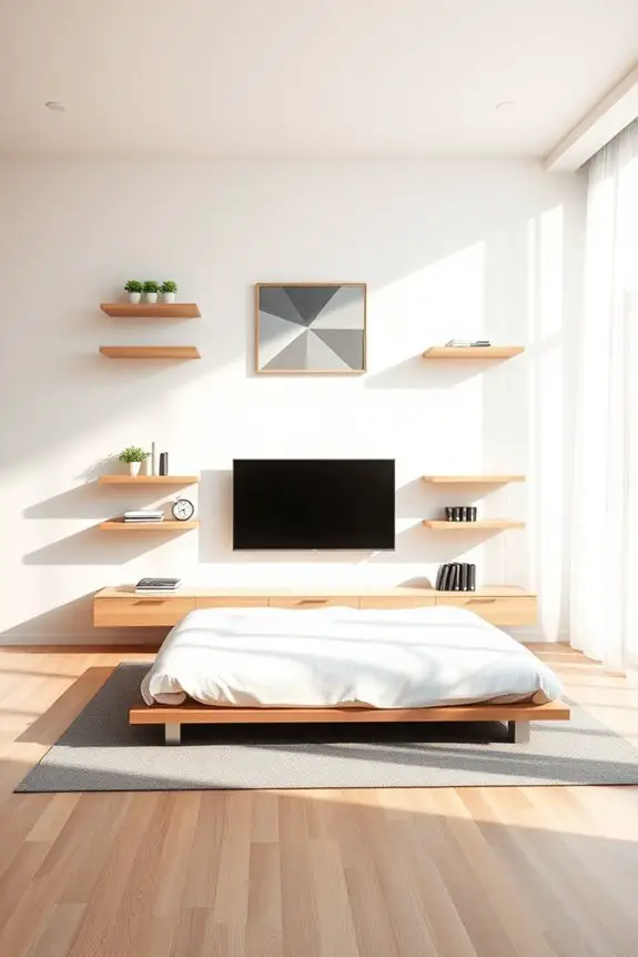 sleek minimalist floating shelves
