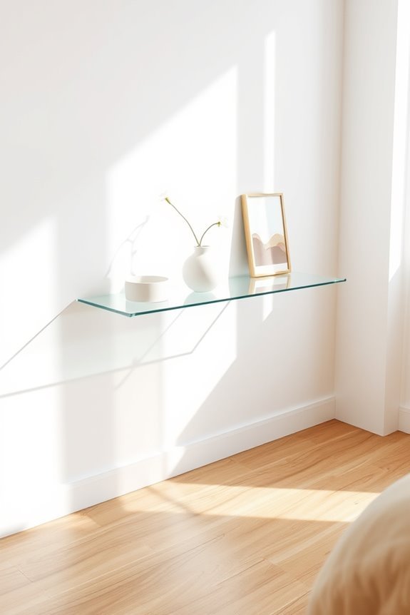 sleek minimalist glass shelf