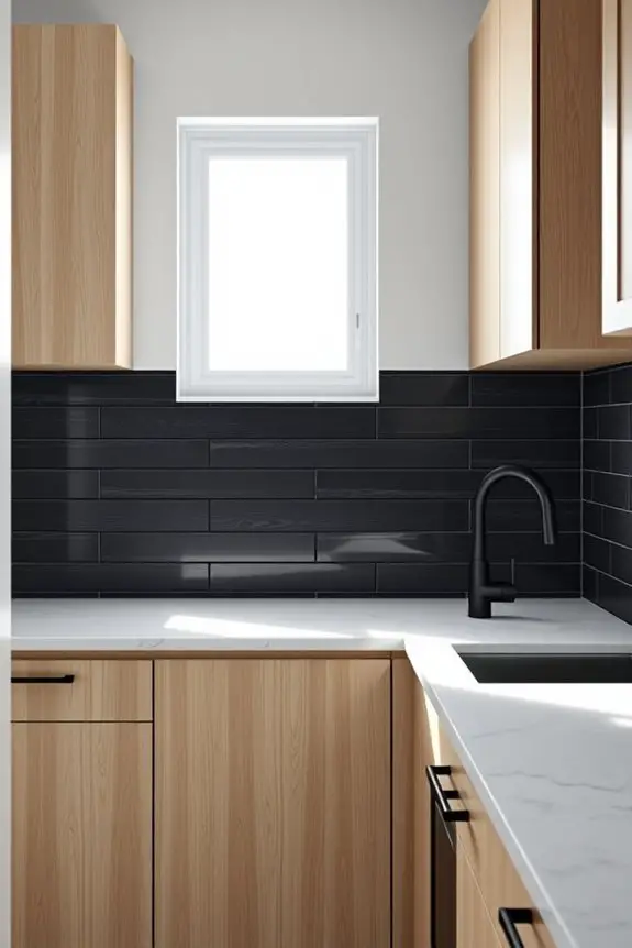 sleek minimalist monochrome backsplash