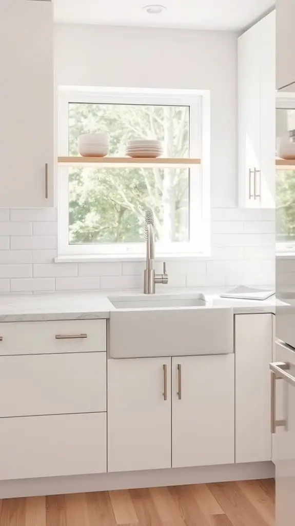 sleek minimalist white cabinets