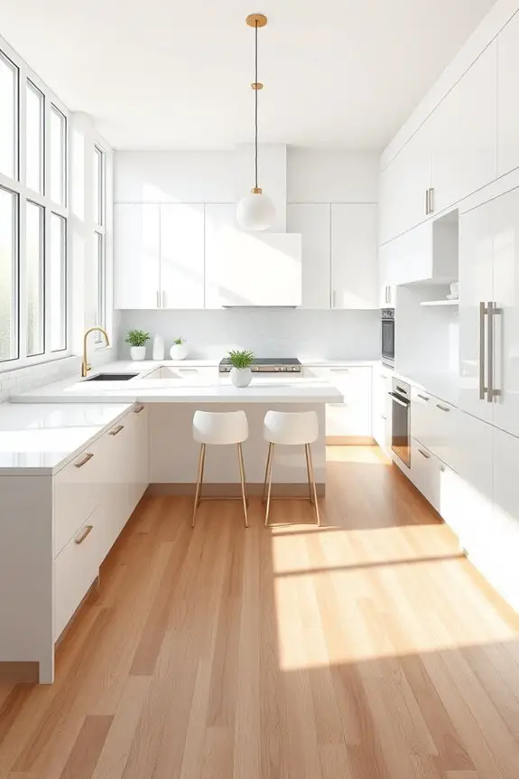 sleek minimalist white kitchen