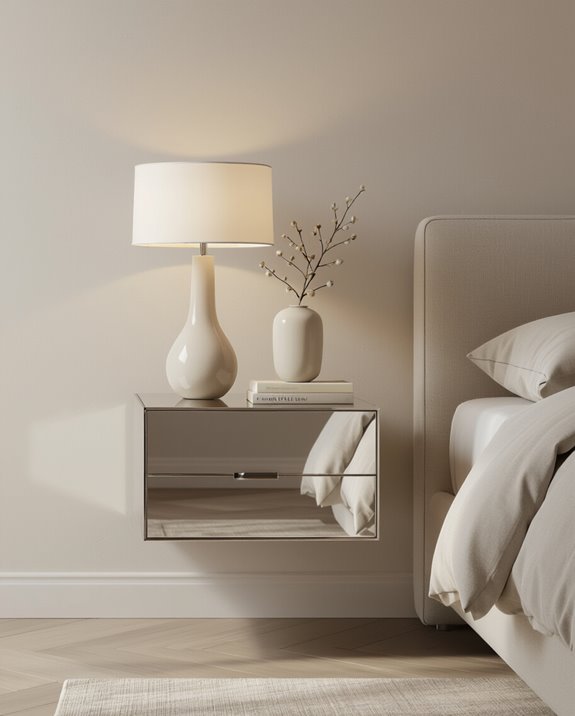 sleek mirrored floating table