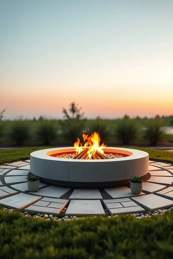 sleek modern concrete fire ring