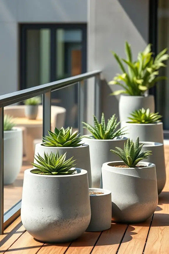 sleek modern concrete pots