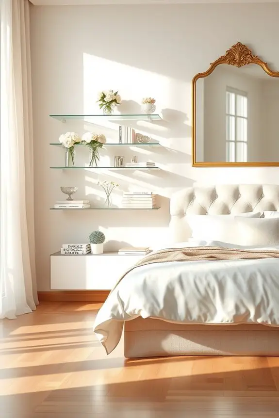 sleek modern floating shelves