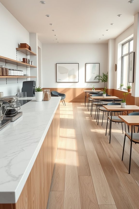 sleek modern minimalist coffee shop