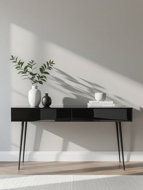 sleek modern reflective console