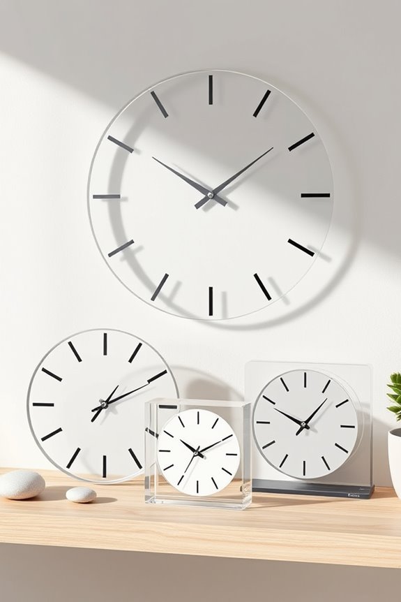 sleek modern transparent clocks