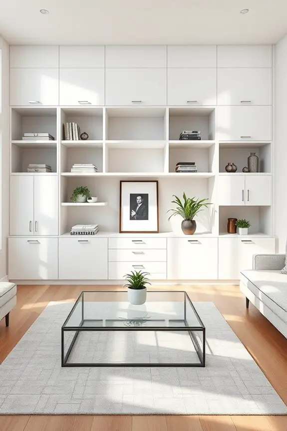 sleek organized closed cabinets