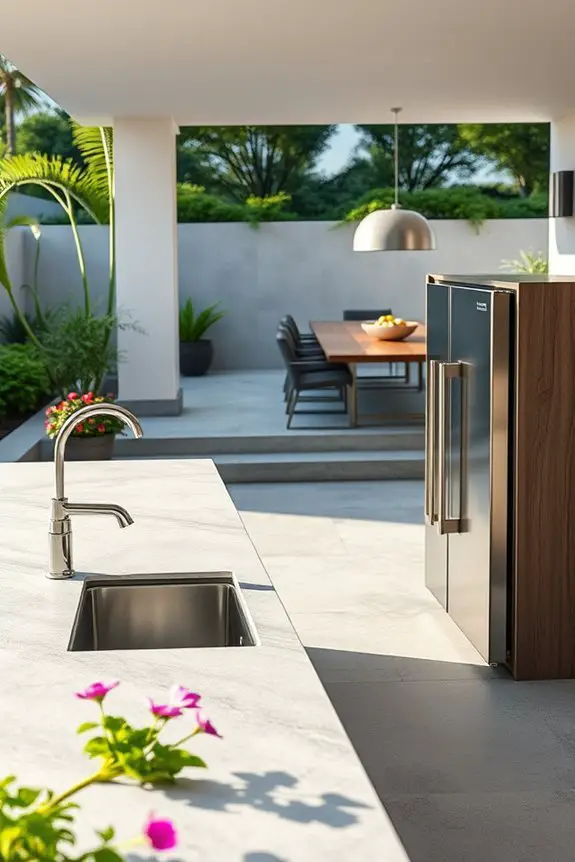 sleek outdoor built in refrigeration