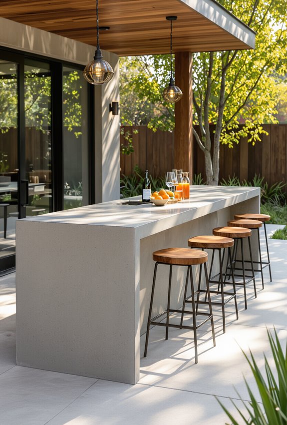 sleek outdoor polished concrete
