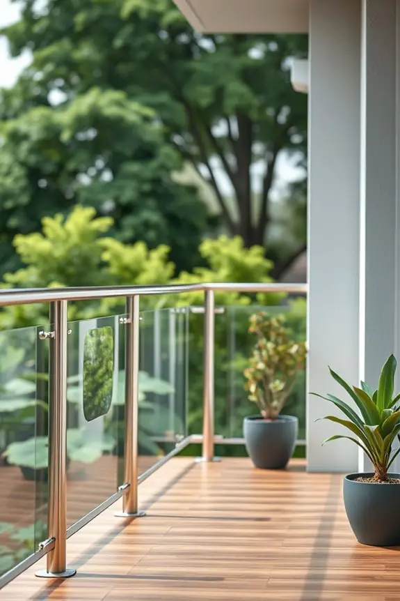 sleek stainless steel railings
