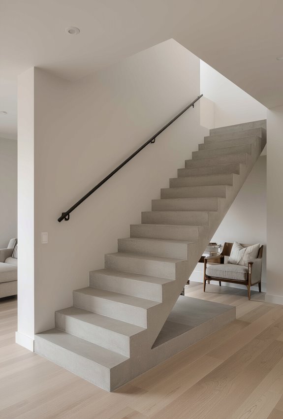 sleek streamlined monochrome concrete stairs