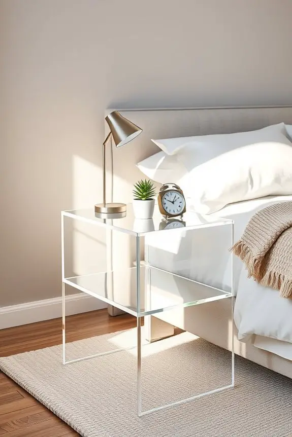 sleek transparent nightstand design