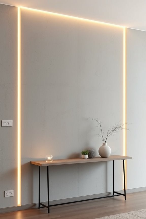 sleek wall with led illumination