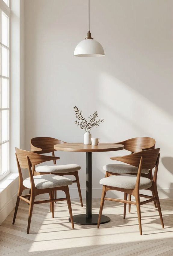 sleek walnut tapered leg seating