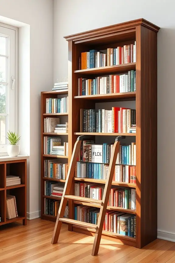 sliding ladder bookshelf design