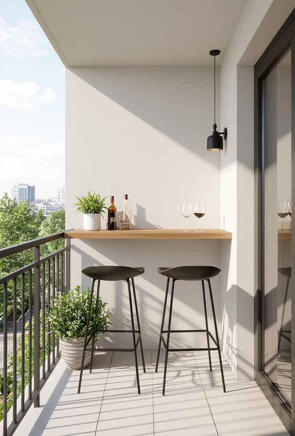 slim bar rail balcony dining