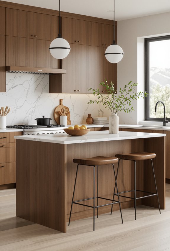 slim brown butcher block island