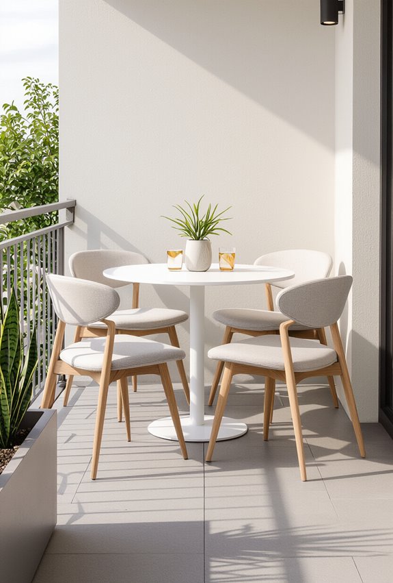 slim corner dining setup
