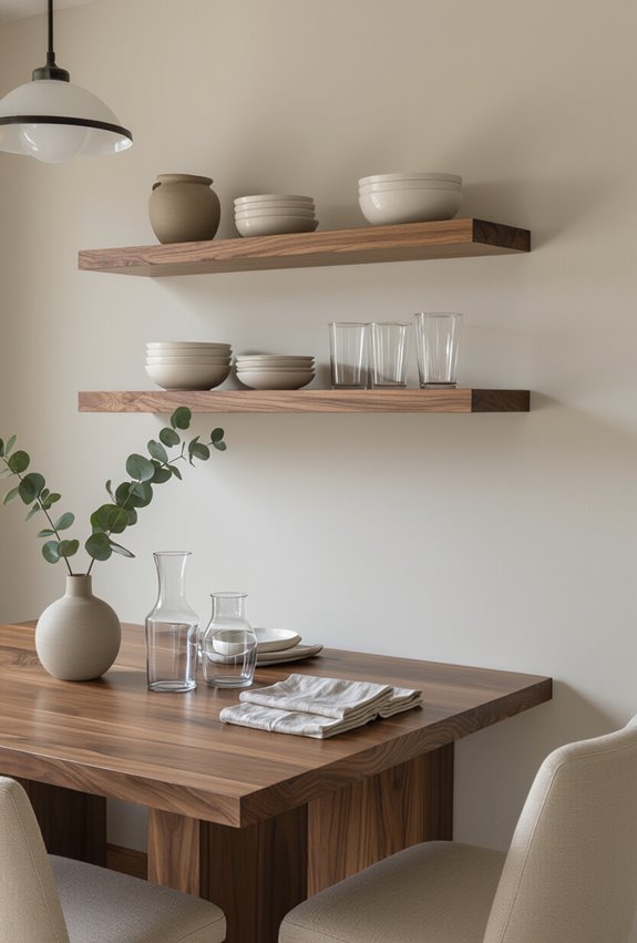 slim floating console shelves