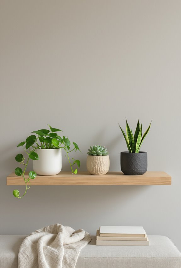 slim floating succulent plant shelf