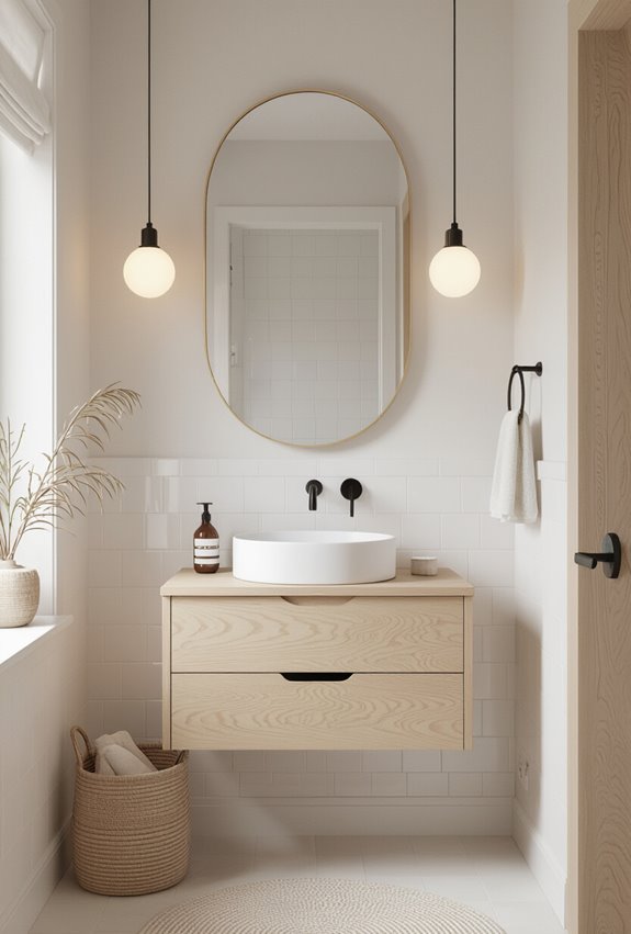 slim floating vanity minimal accessories