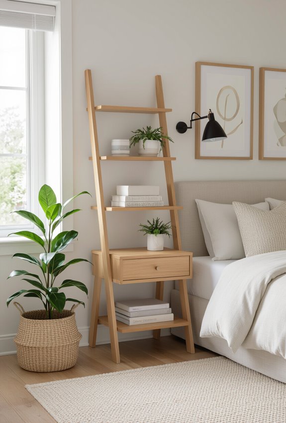 slim leaning ladder shelf