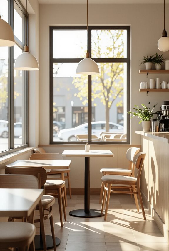 slim pedestals two top seating