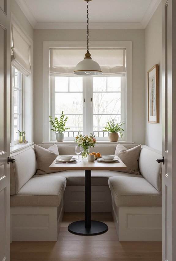 slim storage banquette dining
