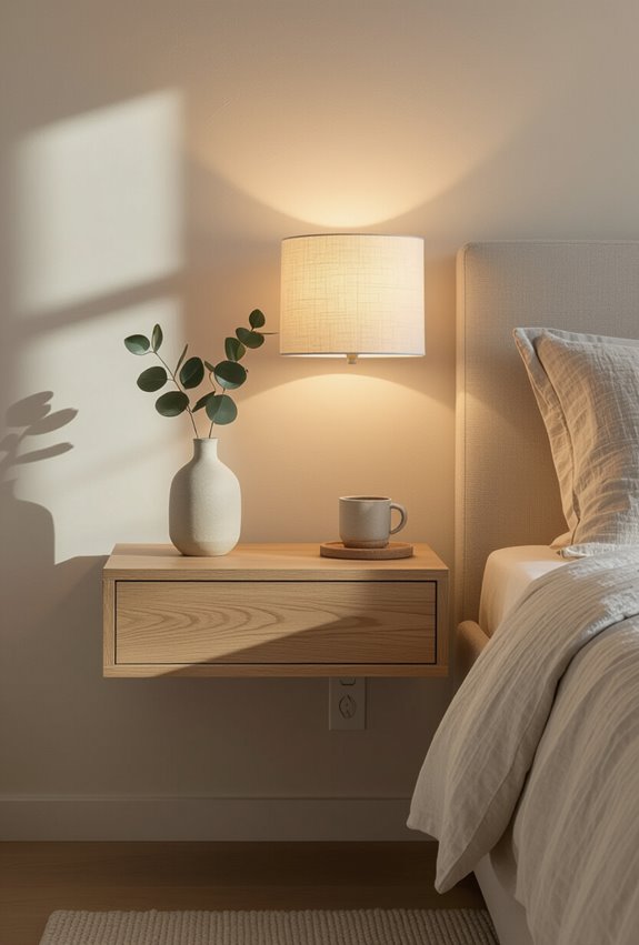 slim wall mounted bedside storage