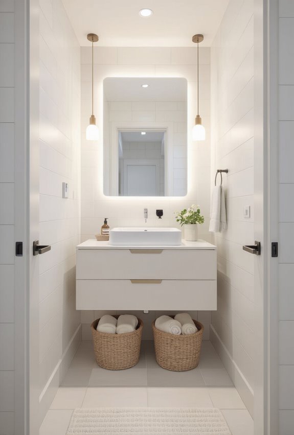 slim wall mounted vanity