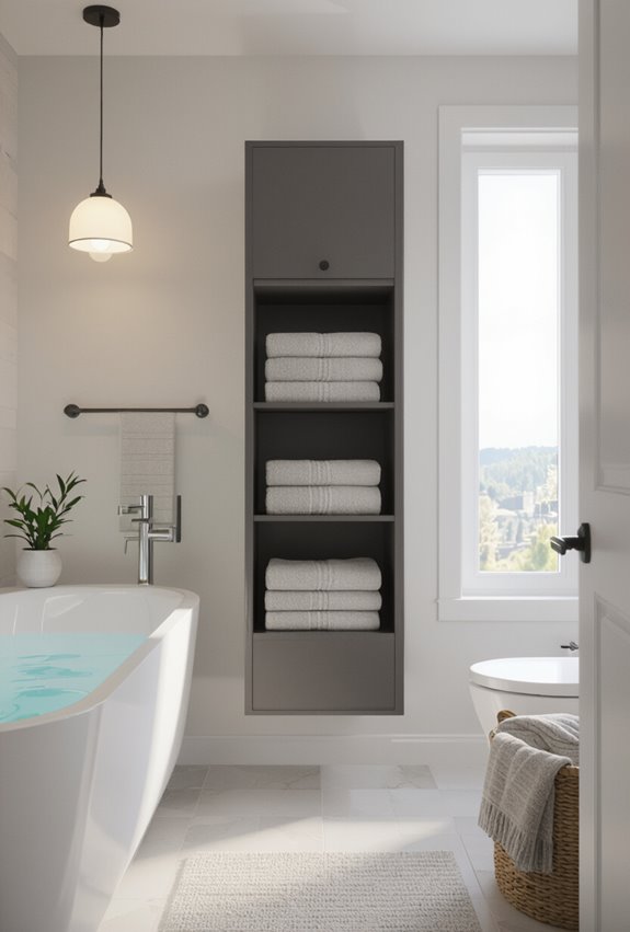 slimline vertical folded towel storage