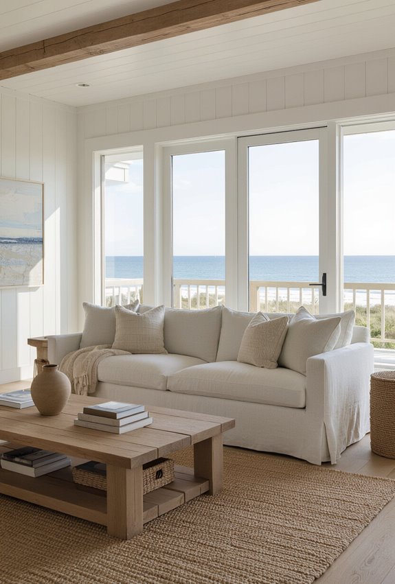 slipcovered linen sofas pale hues