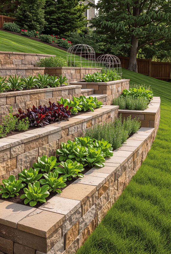 sloped stone raised bed