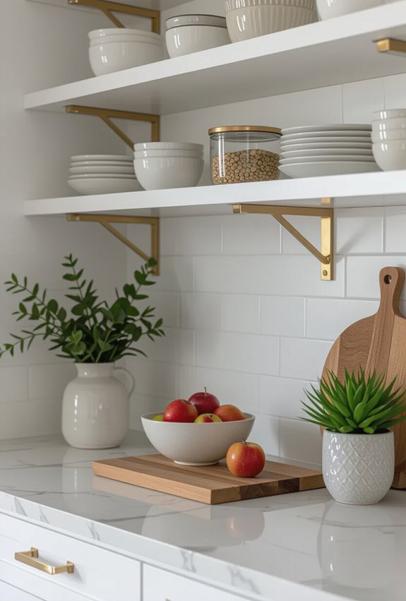 small gold bracket shelving