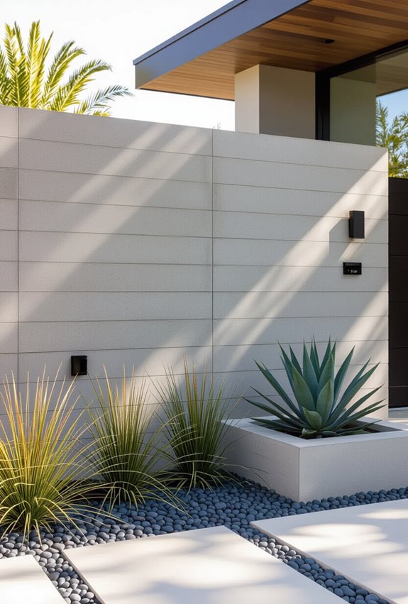 smooth horizontal grooved concrete wall