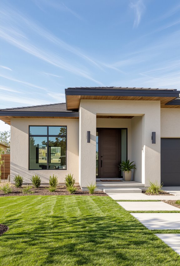 smooth stucco contrasting trim