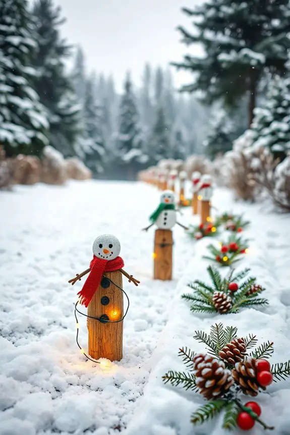 snowy pathway holiday markers