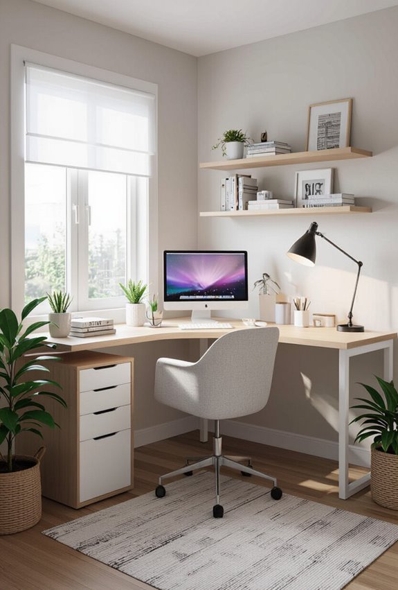 snug corner workstation with storage