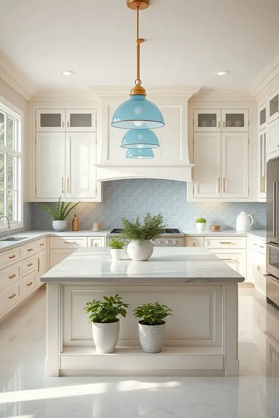 soft blue kitchen lighting