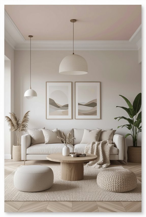 soft colored ceiling height illusion