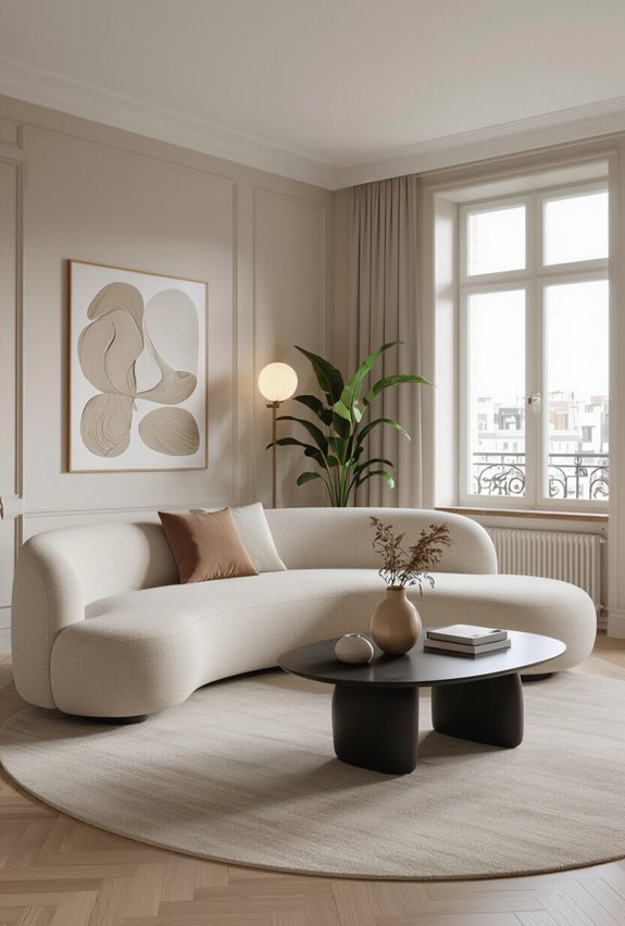 soft curved streamlined neutral furniture
