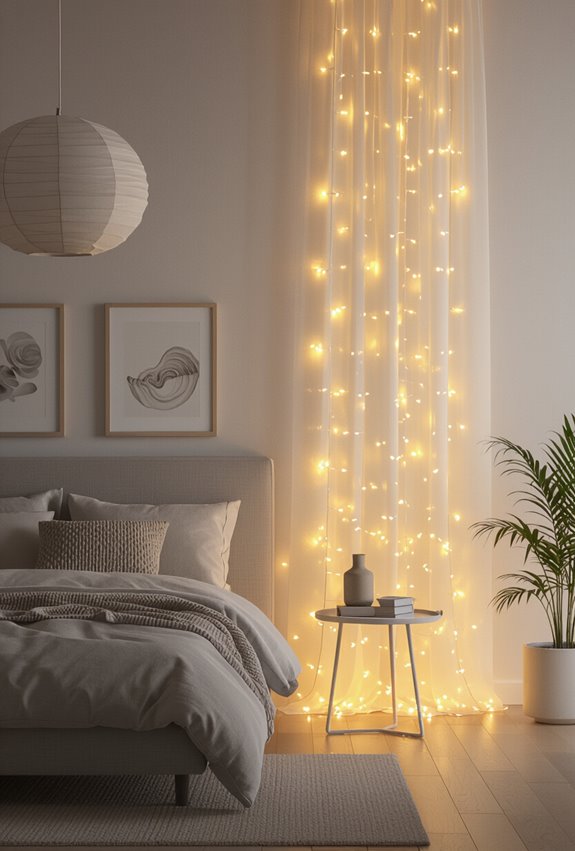 soft draped warm string lights